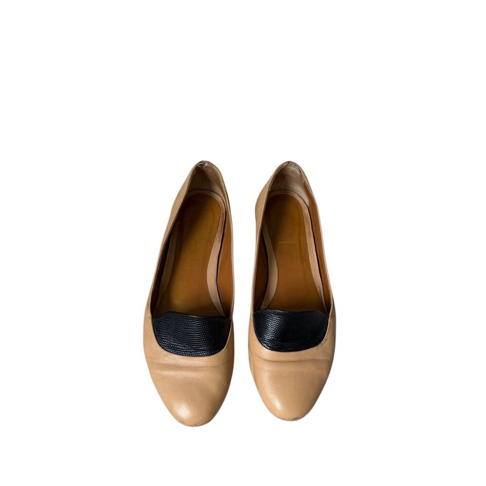 FENDI Flats Leather Ballet Slip On Tan 38.5 US 8.5